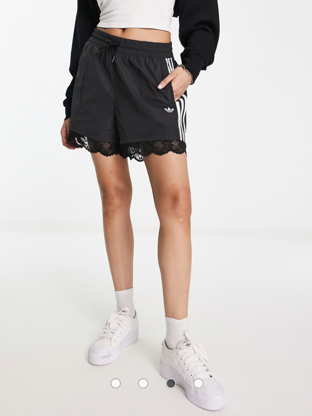Adidas Black Lace Trim Shorts